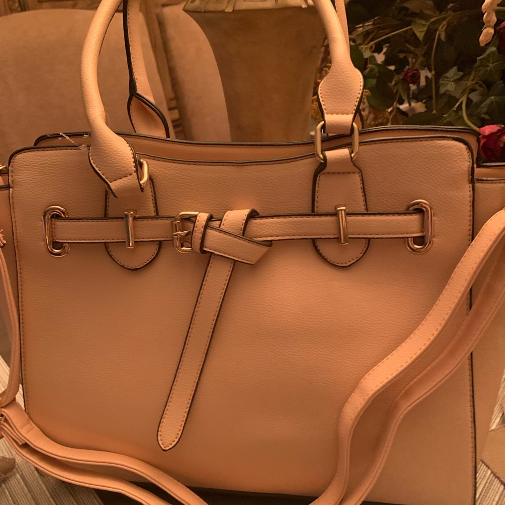 Blush /pale pink Belted Tote